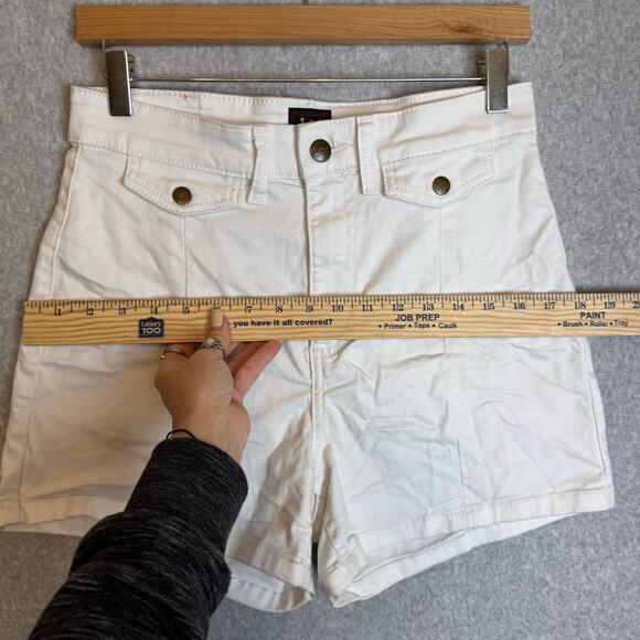 Vintage Lee High Rise White Jean Shorts Womens 28" Stretch Spring Break Summer - Picture 6 of 10